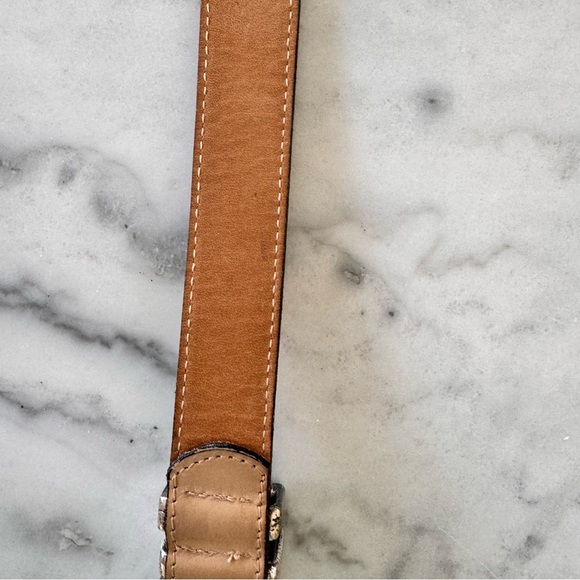 Street Ahead Vintage Eood Buckle Brown Leather Belt Size S - Picture 10 of 13